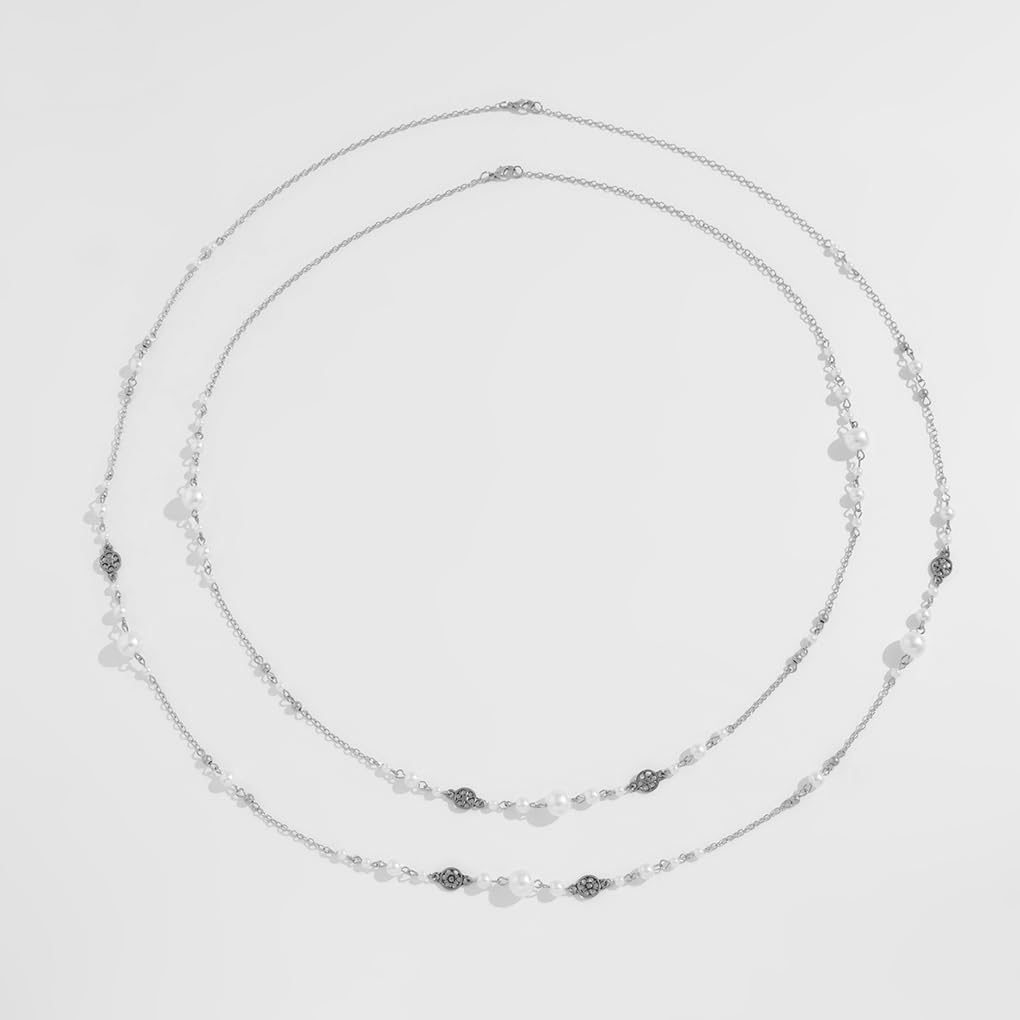 Long Pearl Chain Pendant Necklaces for Women Layered Gold Pearls Statement Collar Necklaces Dainty Beaded Sweater Drop Necklace Jewelry Accessories - Image 6