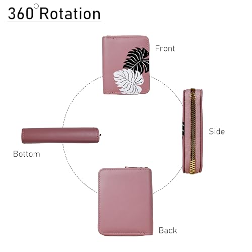 Image of Valerie Women's Purple Floral RFID Protected Bi-Fold Wallet with Coin Pocket, 4 Card Slots, Genuine Leather, 5x5x5cm