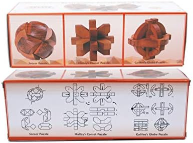 TOWO Wooden Brain Teaser Puzzles-Galileo Globe, Halley's Comet and Lock Ball- Logic IQ Games Set- Mens Gift Sets for Him Men Who Have Everything- Stocking Fillers Stuffers for Kids and Adults