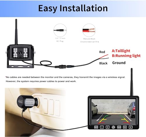 Image of ZEROXCLUB Wireless Backup Camera with 7 Inch DVR Quad Split Monitor for RV Trailer Truck, Digital Signal HD 1080P Wireless Rear Side View 3 Cameras Back Up System w /Recording 18 IR Night Vision (B3C)