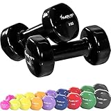 Movit 2er Set Vinylhanteln, Kurzhanteln mit Oberfläche aus Vinyl, 2X 5,0kg in Schwarz