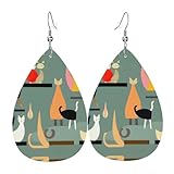 Elegante Leder-Ohrringe aus der Mitte des Jahrhunderts, moderne Kunst, leicht, modisch, für Damen, Urlaubs-Ohrringe, Einheitsgröße, Leder-PU, kein Edelstein, One Size, Leder-PU-Kunstleder, Kein