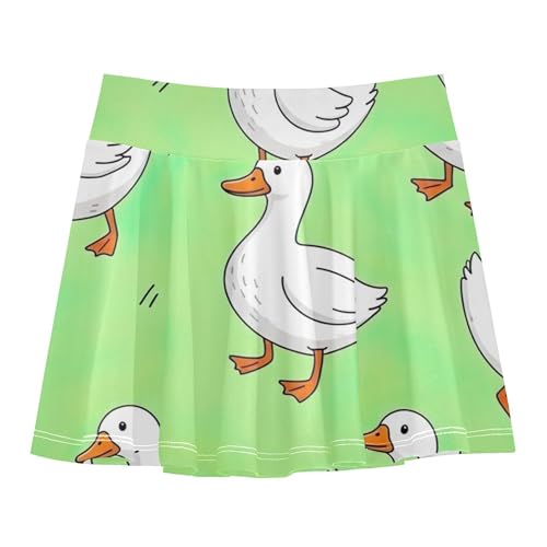 Children Girls' Shorts Athletic Skorts Skirts with Shorts Little Girl Cute White Ducks Green 4t