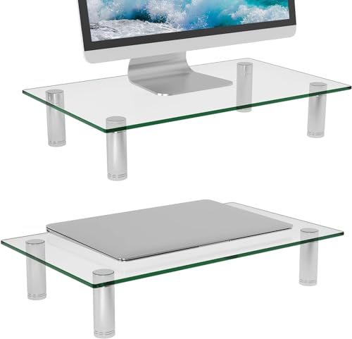 Recopilación y reviews de Soporte para cristal para comprar hoy. 34 WALI - Soporte de Monitor de Vidrio, Soporte Transparente para computadora Ajustable para visualización de computadora (GTT001-2), 16 x 10 Pulgadas, Paquete de 2, Transparente