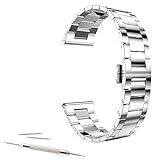 22mm Stainless Steel Link Buckle Watch Band For ASUS Zenwatch 2 WI501Q 2015, Pebble time, TIME STEEL, Samsung Gear 2, Neo, Live, LG G Watch, Urbane R (Silver)