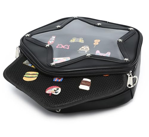 Image of Star PU Ita Crossbody Y2K Aesthetic Clear Pin Window Kawaii Anime Purse | Star Design For Cosplay, Meetups & Daily Y2K Outfits