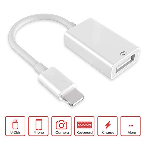 Adaptador USB cámara,Adaptador de Cable USB OTG Macho Adaptador Hembra de 8 Pines a USB Compatible con Phone/Pad,Plug and Play