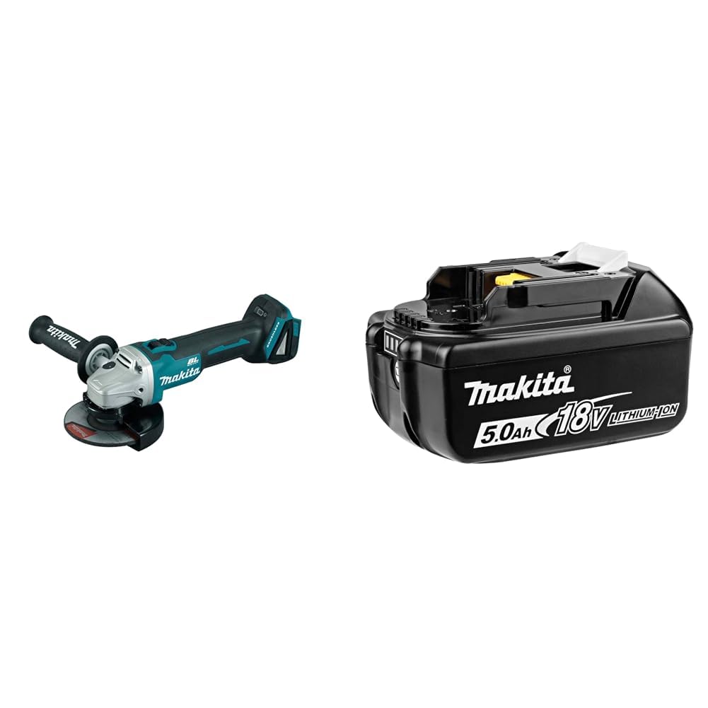 Makita DGA504Z - Mini-meuleuse à batterie 18V lithium-ion 125 mm BL seule machine & Batterie pour outil sans fil 18V Li-Ion LXT 5,0 Ah avec indicateur de charge - MAKITA BL1850B-3