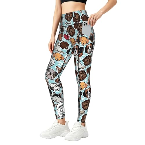 Leggings con estampado de carlino elásticos y con bolsillos útiles