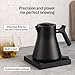 Fellow Corvo EKG Pro Electric Tea Kettle - Quick Heating, Precise Temperature Control Electric Kettle, Scheduling, Built-in Brew Timer for Boiling Water - Matte Black with Walnut Handle - 0.9 Liter