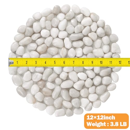 dojobkinb River Rock Stepping Stones Outdoor for Garden Walkway, 12 inch Diameter 3 Pcs Round Shape Paver Step Stones Polished Pebble River Stone Mat for Yard Lawn Patio Pathway Walk Way - White - Thumbnail 2