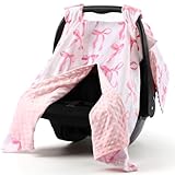 AceOrbit Pink Bow Car Seat Cover Baby Girl, Minky Warm Winter Carseat Covers with...