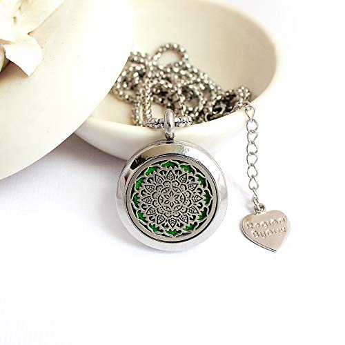 Difusor Pessoal em Aço Inox Colar Aromaterapia Pingente Mandala