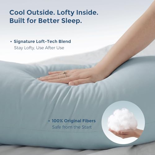 Image of Momcozy Pregnancy Pillows with Cooling Cover, U Shaped Full Body Maternity Pillow for Side Sleepers - Support for Back, Legs, Belly, HIPS for Pregnant Women, 57 Inch Pregnancy Pillow, Mist Blue