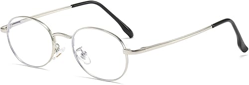 JOVAKIT Lentes retro ovalados con bloqueo de luz azul para mujer, estilo vintage de los años 90, pequeños lentes ovalados para computadora con marco