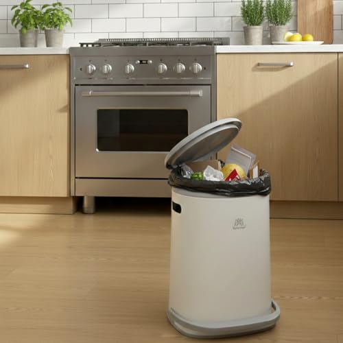 Image of Kriva Plastic Pedal Dustbin with Soft Close Lid | Compact Garbage Bin for Bathroom, Kitchen & Office | Modern Design Anti Slip Base Trash Can(Grey Lid & Base)