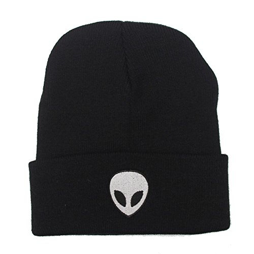 Vin beauty Femme homme nervuré tricot Broderie Alien Bonnet Cap Chapeau chaud d'hiver Cover