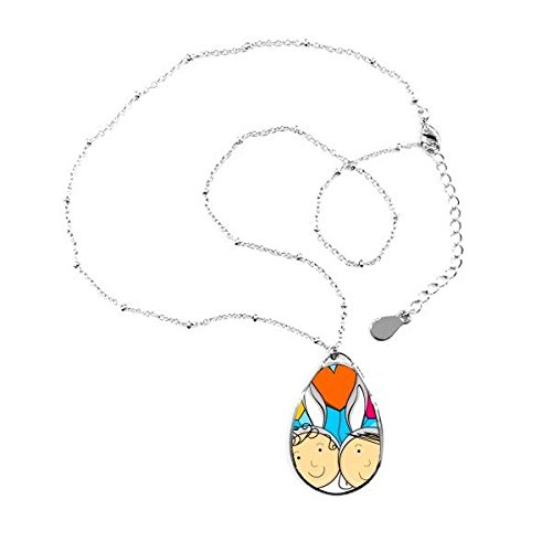 Pendentif en forme de larme illustration lapin de Pâques rouge