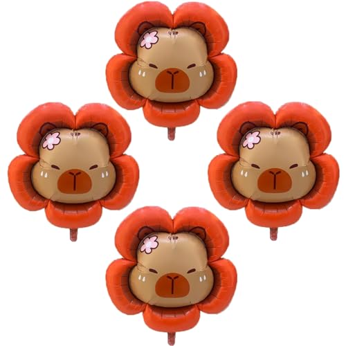 4pcs Capybara Balloon 36inch Foil Helium Capybara Flower Balloon Capybara Birthday Decorations, Capybara Party Decorations, Capybara Baby Shower, Capybara 1st Birthday Decoration