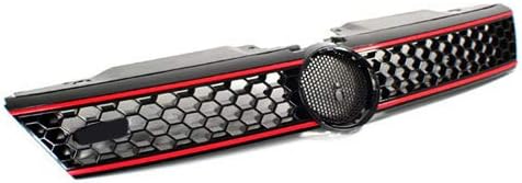 PROMOTORING For 11-14 VW Jetta MK6 Sedan GLI Style Hex Mesh Front Grille - Black w/Red Trim (2011 2012 2013 2014)