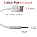 MENTIRO Replacement DC Charging Cable USB Charging Cord 2.5mm (White)