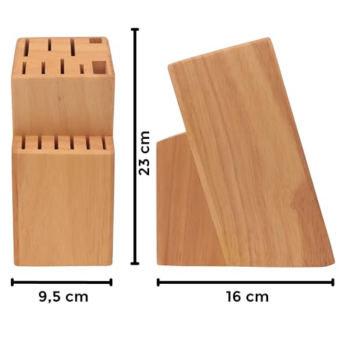 Ceppo per coltelli da cucina universale 15 pezzi. Porta coltelli da cucina realizzato in legno massiccio. Supporto per i coltelli robusto ed elegante. Portacoltelli da cuccina (Quercia) - immagine 4