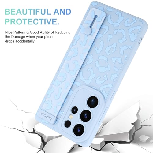 Image of Compatible with Samsung Galaxy S25 Ultra Case with Strap Wrist Blue