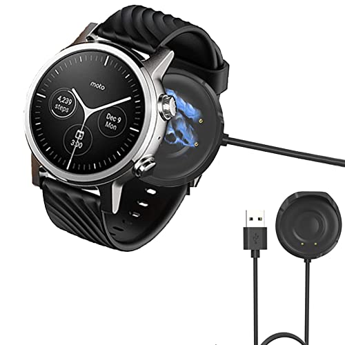 Compatible with Moto360 3rd Gen Charger, Lamshaw Replacement USB Charging Cable Dock Cradle Stand Cord Compatible with Motorola Moto 360 3rd Gen (Black)