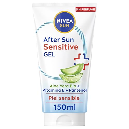 NIVEA SUN After Sun Sensitive Gel-Crema (1 x 150 ml), crema calmante con aloe vera, crema hidratante para piel sensible y con alergia al sol