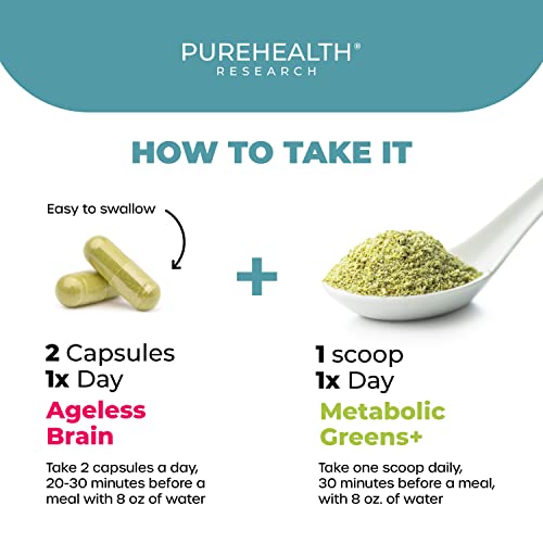Ageless Brain Memory Supplements For Brain And Metabolic Greens Superfood Powder Bundle - Memory Supplement And Digestive Enzyme Blend #TOP7