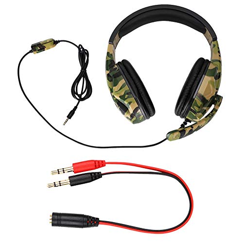 Gaming-headsets, bedrade gaming-hoofdtelefoon met professionele game-hoorn van 40 mm, stereobasgeluid, rekbare hoofdband, ruisonderdrukkende headset met microfoon, voor PS4 / pc / laptop enz. (Camouflage) - Afbeelding 5
