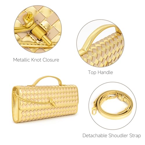 Image of Joryin Woven Purse for Women Evening Clutch Woven Leather Handbags Crossbody Bag Purse Formal Evening Bag, Vegan Leather