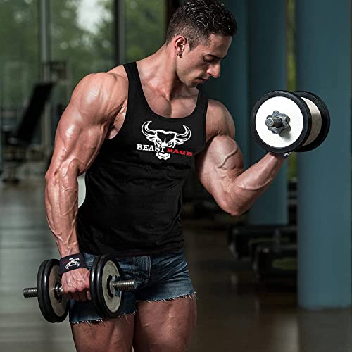 BEAST RAGE Zughilfen für Krafttraining Kreuzheben Gurte Frauen Männer (Gepolstert) Gewichthebergurte Baumwolle Handgelenkstütze Griffe Hantel Bar (Gel Schwarz) (Schwarz) – Bild 7