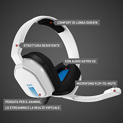 ASTRO Gaming A10 Cuffie Gaming Cablate con Microfono, Leggere e Resistenti, ASTRO Audio, Dolby ATMOS, Jack 3,5 mm, per Xbox Series X|S, Xbox One, PS5, PS4, Nintendo Switch, PC,Smartphone - Bianco/Blu - Cuffia gaming - Immagine 5