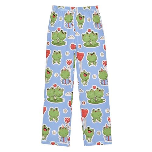 ZZKKO Cute Frogs Balloons Heart Boys Pants for Kids Jogger Pants with Pockets S-XL