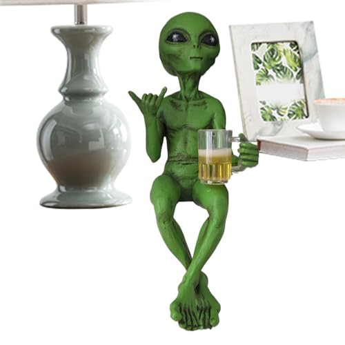 2025 Funny Alien Artwork, Beer Drinking Alien Statue, 15cm Aliens Drinking Beer Resin Figure, Funny Desktop Decoration For Adult Novelty Collectibles & Decor