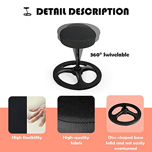 Image of FUQARHY Exercise Fitness Chair, Balance Fitness Stool, 360 Rotating Roller Active Seating for Home Office, Fitness Sport, Garage, Black