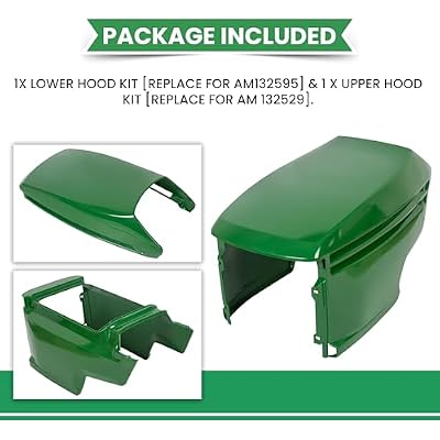 ECOTRIC Lower&Upper Hood Compatible with John Deere Models LX255 LX266 LX277 LX279 LX280 LX288 LX289, 325 335 345 355D, GT225 235 235E 245, GX255 325 335 345 355 Plastic Replace for AM132595 AM132529