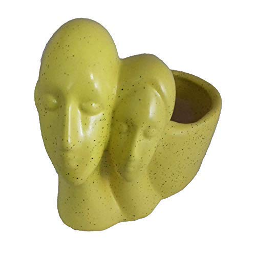 Image of Lasaki Couple Yellow Ceramic Pots for Indoor Plants, Planters, Flower, Pots, gamla, Outdoor, Balcony, Home, Garden, Office Decor, Succulent Pot(L - 16 X W - 10 X H - 14.5 cm)(Plants not Included)