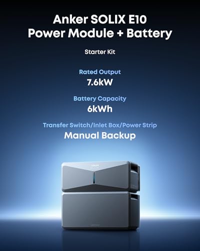 Image of Anker SOLIX E10, 6kWh Battery Expandable to 90kWh, 9kW Solar Input, 7.6kW Rated Output, Generator-Ready, NEMA 4, -4F to 131F, Up to 12-Month 0% APR