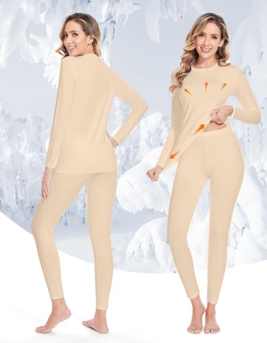 Image of YADIFEN Women Thermal Underwear Set,Long Johns for Women Base Layer with Fleece Lined Long Underwear Top Bottom Cold Weather
