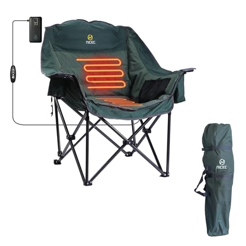 Nice C Heated Camping Chairs with Battery, Outdoor Heated Sports Chair, Oversized XL Padded Camping...