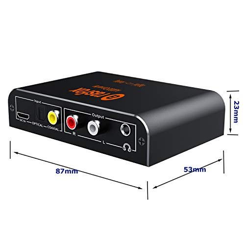 192kHz DAC Converter Rasfox Digital to Analog Converter Volume Control Digital Optical Coaxial Toslink to Analog Stereo L/R RCA 3.5mm Audio Adapter for Xbox DVD Blu-ray PS3 PS4 AV Amps Cinema Systems