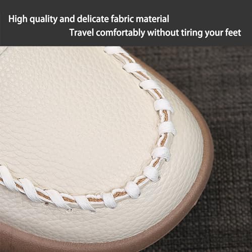 Biscalo Loafers for Women, Soft Soled Cowhide Corrective Loafer, Biscalo Shoes for Women Orthopedic Walking Shoes Comfortable Breathable Non-Slip (Color : Beige, Size : US5.5)2