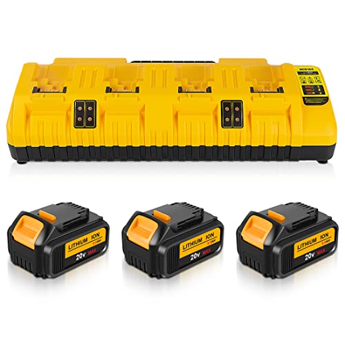 Aoasur DCB104 Battery Charger Replacement for Dewalt Battery Charger (3 Batteries Included)