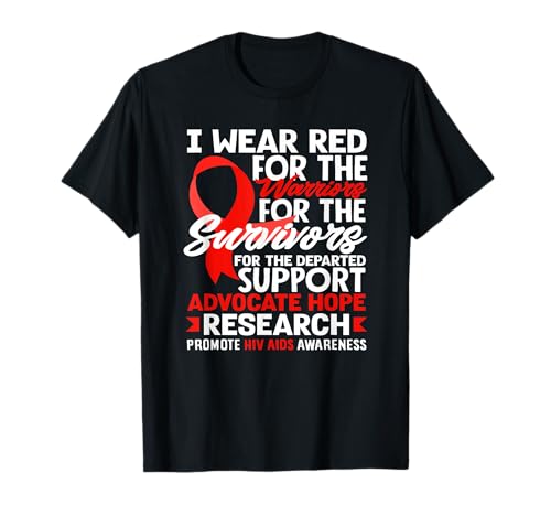 Uso Red Support Advocate Hope Research Concientización sobre el VIH SIDA Camiseta