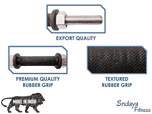Image of Dumbbell Rods For Home Gym Workout, Men & Women | Solid Bar Rods (24mm) (Black, 14 Inch, With Grip)
