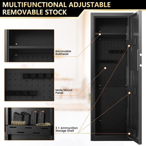 【2023 New】7-8 Rifle Gun Safe Gun Cabinet Fire Resistant With Removable Shelf, Large Unassembled Gun Safes For Home Rifle And Pistols With Silent Mode, Anti-Theft Long Gun Safes For Rifles And Shotguns #TOP7