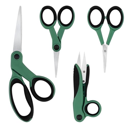 Rseuphiee 4 piezas Tijeras, hojas de acero inoxidable, tijeras multifuncionales con Mango de Agarre suave, set de tijeras de manualidades afiladas, para casa, escuela y oficina