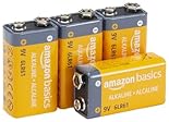 Amazon Basics 4-Pack 9V Alkaline Batteries, 9V/6LR61, 5-Year Shelf Life - for Smoke/CO Detector, Electronics & Audio